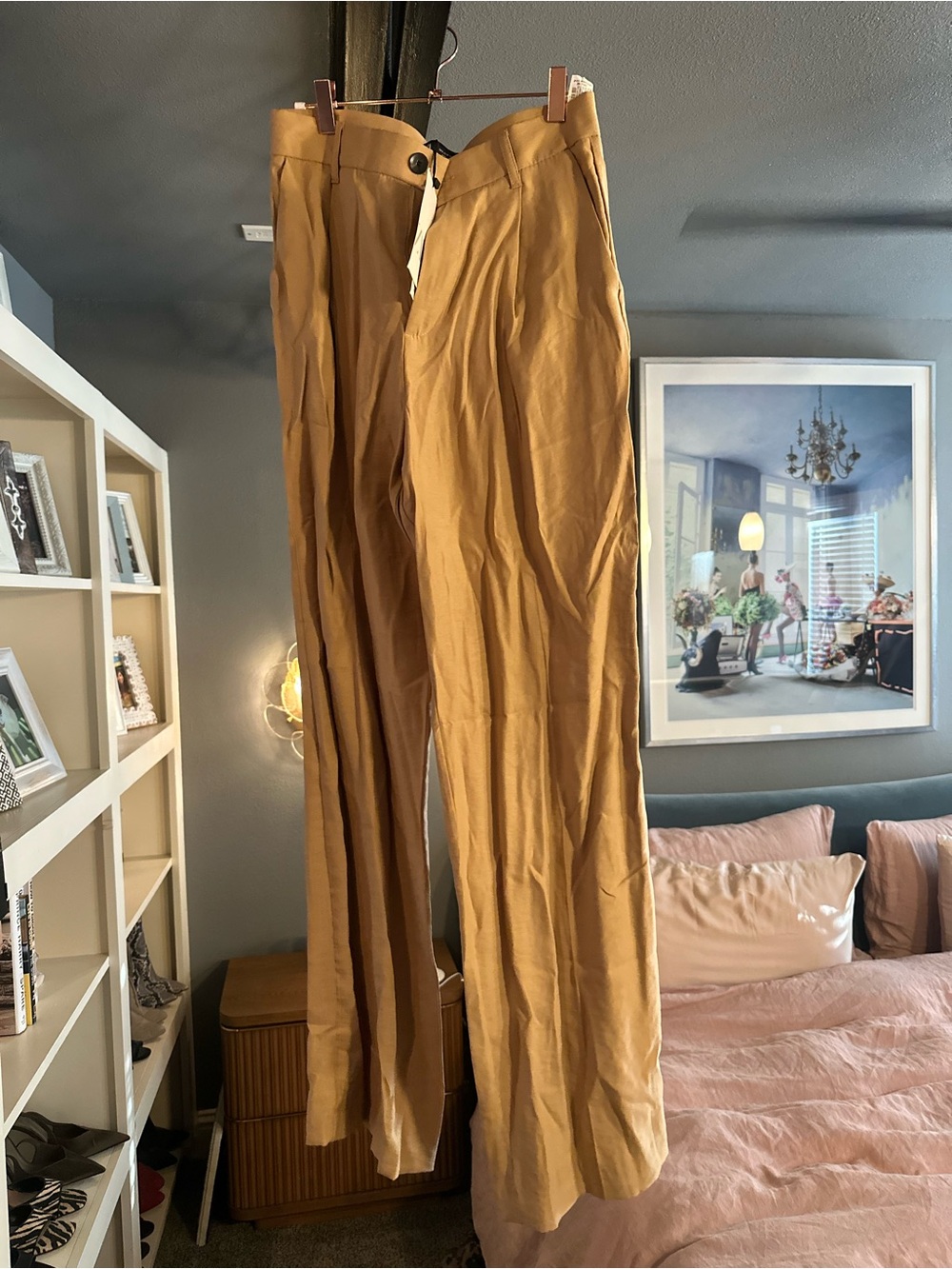 Zara Mustard Brown High-Waist Trousers